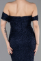 Abendkleid Lang Perlenbesetzt Marineblau ABU6057