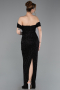 Abendkleid Lang Perlenbesetzt Schwarz ABU6057
