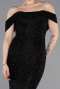 Abendkleid Lang Perlenbesetzt Schwarz ABU6057