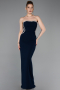 Marineblau Abendkleid Lang ABU6020