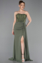 Khaki Standesamtkleid Chiffon Lang ABU5791