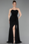 Schwarz Standesamtkleid Chiffon Lang ABU5791