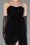 Schwarz Standesamtkleid Chiffon Lang ABU5791