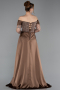 Braun Abendkleid Perlenbesetzt Lang ABU5934