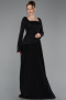 Abendkleid Lang Chiffon Schwarz ABU6088