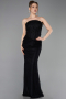 Abendkleid Lang Spitze Schwarz ABU6089