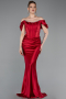 Abendkleid im Meerjungfrau-Stil Lang Satin Rot ABU6090