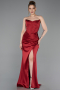 Abschlusskleid Lang Satin Weinrot ABU6091