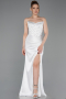 Abschlusskleid Lang Satin Weiß ABU6091
