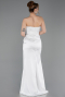 Abschlusskleid Lang Satin Weiß ABU6091