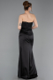 Abschlusskleid Lang Satin Schwarz ABU6091