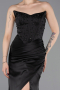 Abschlusskleid Lang Satin Schwarz ABU6091