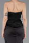Abschlusskleid Lang Satin Schwarz ABU6091
