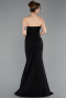 Abendkleid im Meerjungfrau-Stil Lang Schwarz ABU6092