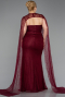 Abendkleid in Übergröße Lang Spitze Weinrot ABU6070
