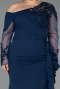 Kleider in Großen Größen Lang Chiffon Marineblau ABU5895