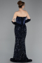 Abendkleid Lang Schuppig Marineblau ABU6041