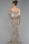Abendkleid Lang Schuppig Beige ABU6041