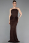 Abendkleid Lang Spitze Braun ABU6089