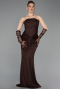 Abendkleid Lang Spitze Braun ABU6089