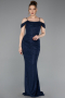 Abendkleid Lang Spitze Marineblau ABU6085