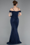 Abendkleid Lang Spitze Marineblau ABU6085