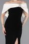 Schwarz-Creme Abendkleid Lang ABU3775