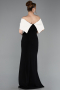Schwarz-Creme Abendkleid Lang ABU3775