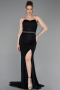 Standesamtkleid Lang Spitze Schwarz ABU6060