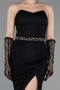 Standesamtkleid Lang Spitze Schwarz ABU6060