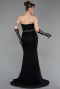 Standesamtkleid Lang Spitze Schwarz ABU6060