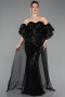 Abendkleid Lang Schuppig Schwarz ABU6099