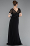 Abendkleid Lang Spitze Schwarz ABU6100