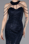 Abendkleid Lang Perlenbesetzt Marineblau ABU6073