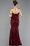 Abendkleid Lang Perlenbesetzt Weinrot ABU6080