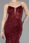 Abendkleid Lang Perlenbesetzt Weinrot ABU6080