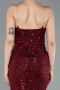Abendkleid Lang Perlenbesetzt Weinrot ABU6080