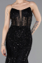 Abendkleid Lang Perlenbesetzt Schwarz ABU6080