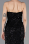 Abendkleid Lang Perlenbesetzt Schwarz ABU6080