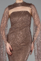 Abendkleid Lang Perlenbesetzt Kupfer ABU6104