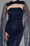 Abendkleid Lang Perlenbesetzt Marineblau ABU6104