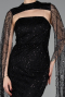 Abendkleid Lang Perlenbesetzt Schwarz ABU6104