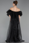 Abendkleid Lang Schuppig Schwarz ABU6099