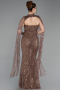 Abendkleid Lang Perlenbesetzt Kupfer ABU6104