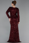 Weinrot Abendkleid Schuppig Lang ABU4329