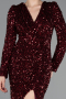 Weinrot Abendkleid Schuppig Lang ABU4329