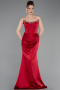 Abendkleid im Meerjungfrau-Stil Lang Satin Weinrot ABU6109
