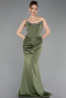 Abendkleid im Meerjungfrau-Stil Lang Satin Khaki ABU6109