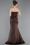 Abendkleid im Meerjungfrau-Stil Lang Satin Dunkelbraun ABU6109