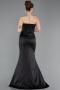 Abendkleid im Meerjungfrau-Stil Lang Satin Schwarz ABU6109